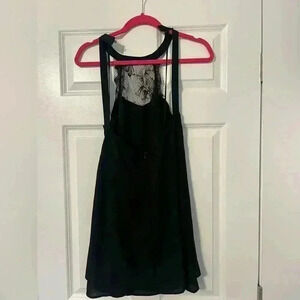 Tobi | Black Lace Top High Neck Open Back Dress | Size S